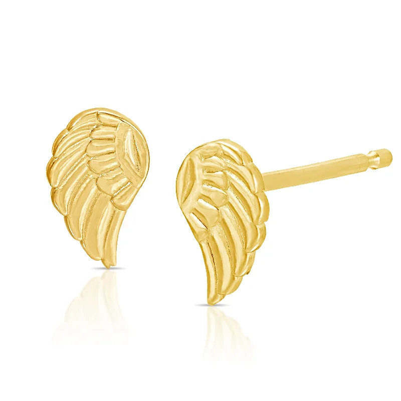 Hoop earrings with oversized pearl accents for a statement-making look-Charm Stud - Angel Wing