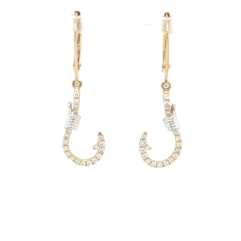 Best hoop earrings with floral designs for a feminine and delicate look-14K Diamond Fish Hook Earrings