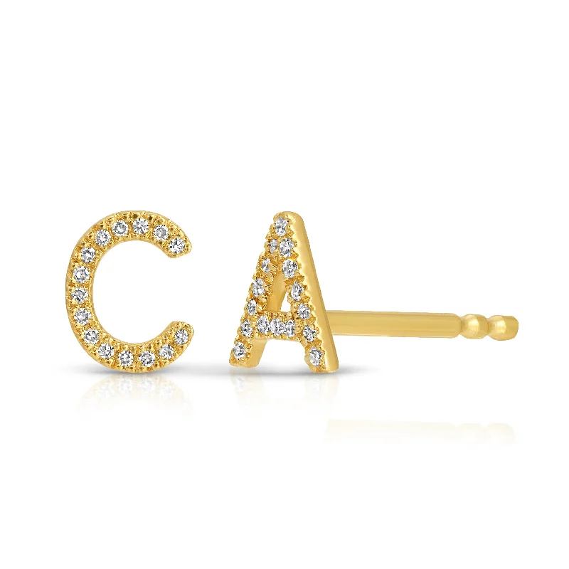 Best hoop earrings with snake chain details for a sleek and modern touch-14K Gold Pavé Letter Stud