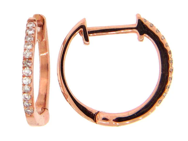 Best hoop earrings with geometric hexagon shapes for a modern, angular look-14K Rose Gold Small Diamond Huggie Hoop Earrings