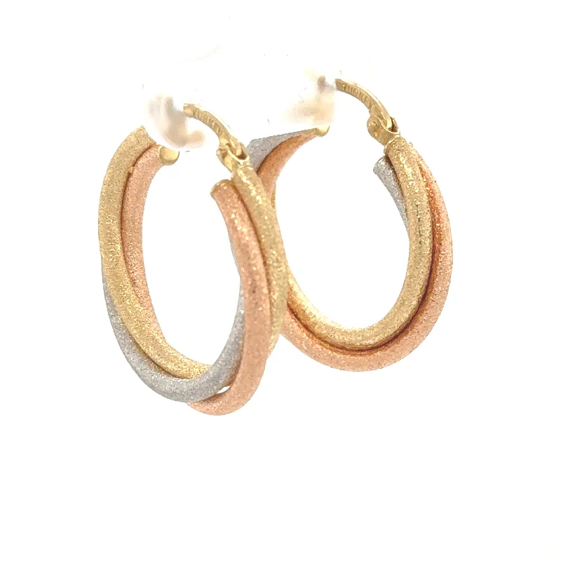 Hoop earrings with open designs for a modern, lighthearted vibe-14K Tri-Color Gold Hoop Earrings