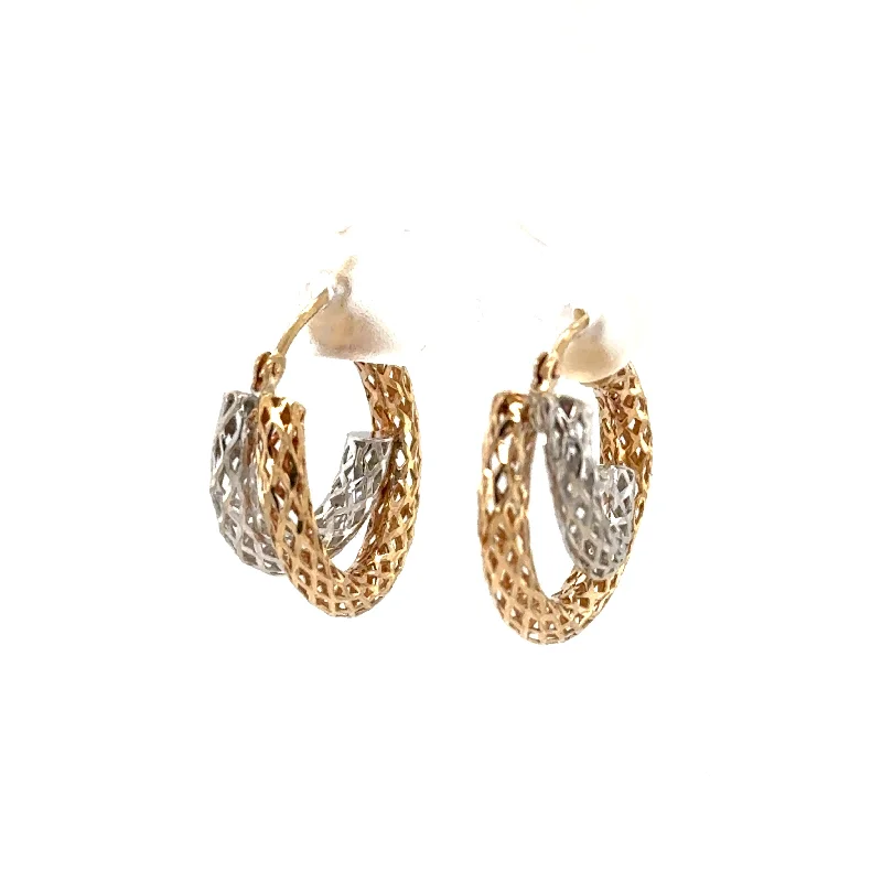 Best hoop earrings with snake chain details for a sleek and modern touch-14K Two-Tone Hoop Earrings