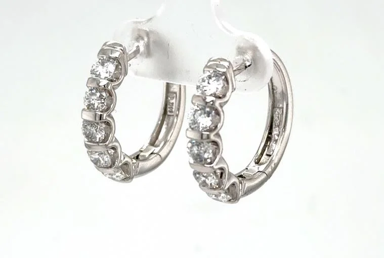 Hoop earrings with abstract wirework for an artistic, unique look-14K White Gold 2.0ctw Diamond Hoop Earrings