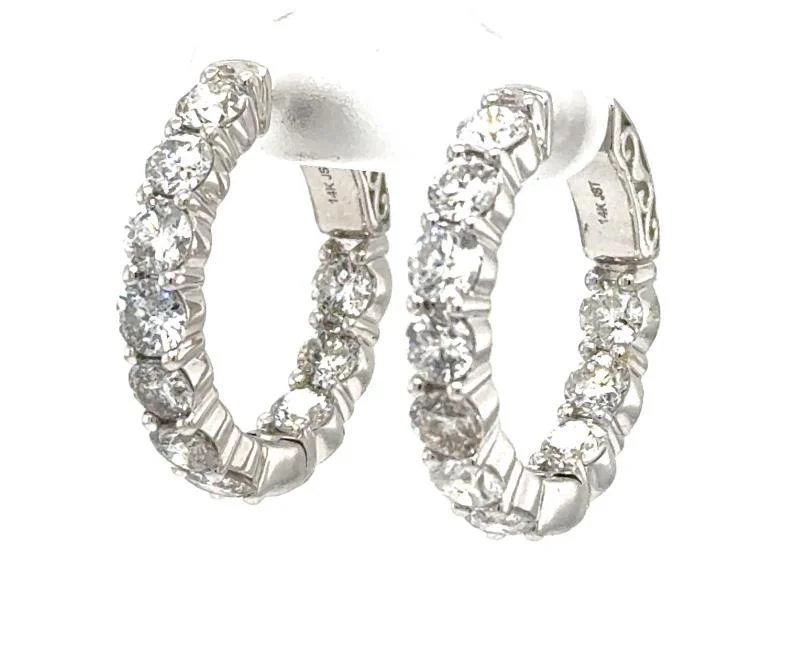 Hoop earrings with luxe velvet finishes for a rich and luxurious touch-14K White Gold 5.0ctw Diamond Hoop Earrings