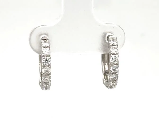 Best hoop earrings with multi-colored gemstones for a vibrant and lively touch-14K White Gold Diamond Huggie Hoop Earrings