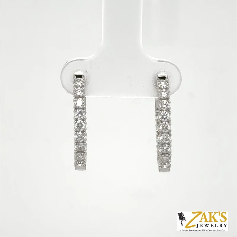 Hoop earrings with abstract shapes for an artistic and creative touch-14K White Gold Diamond Inside Out Hoop Earrings