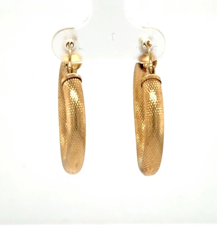 Best hoop earrings with braided leather for a rustic, stylish finish-14K Yellow Gold Textured Hoop Earrings