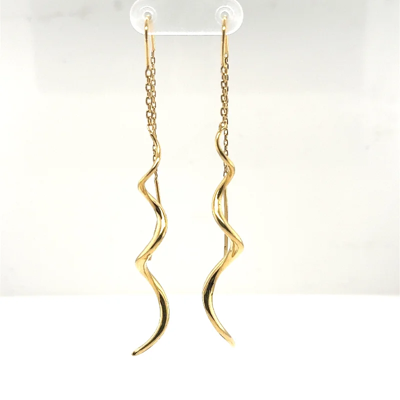 Best hoop earrings with twisted rope designs for a nautical-inspired style-14K Yellow Gold Twist Threader Earrings