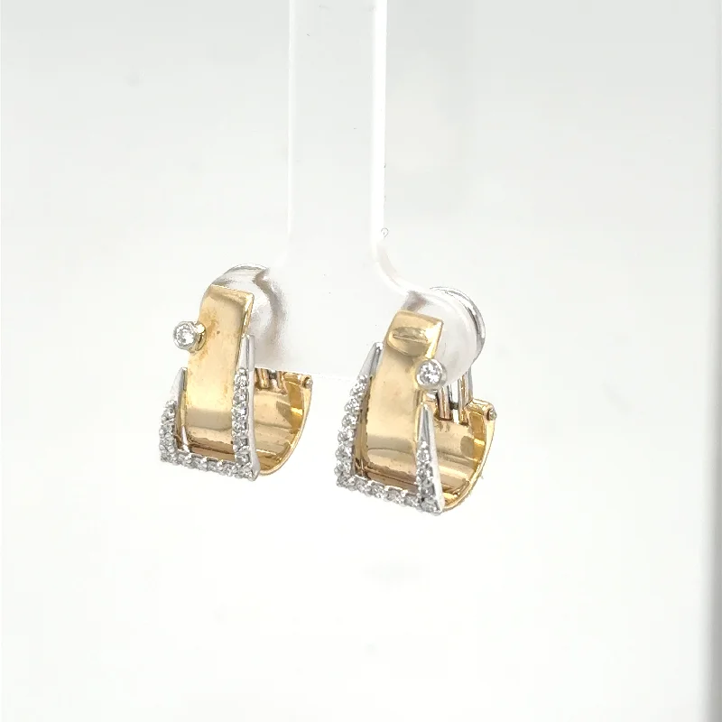 Best hoop earrings with minimalist designs for a clean and modern aesthetic-14K Yellow & White Gold Diamond Buckle Earrings