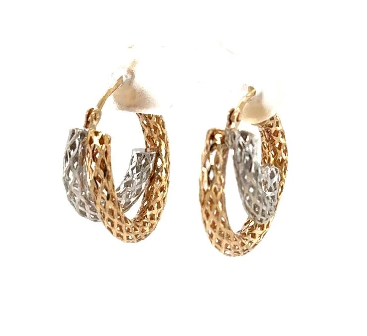 Best hoop earrings with smooth ceramic finishes for a polished, clean style-14K Yellow & White Gold FIligree Hoop Earrings