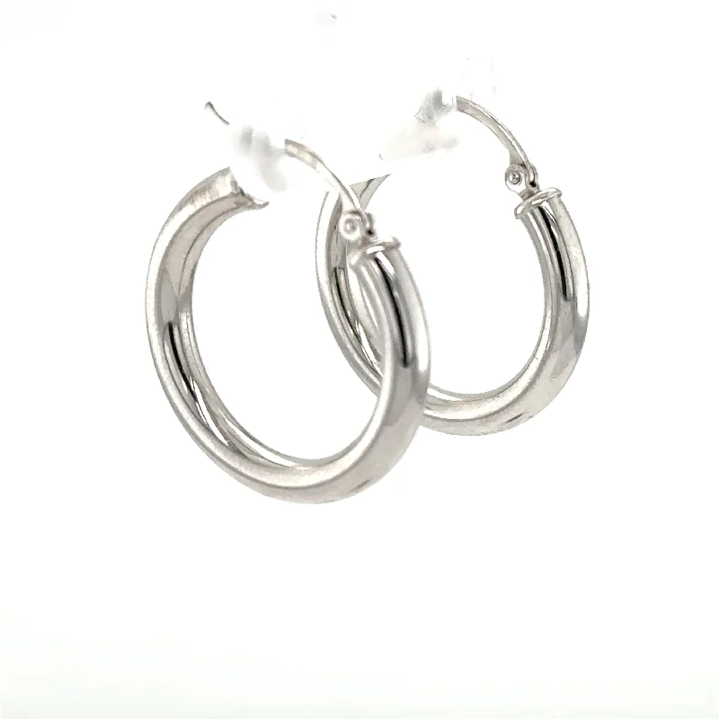 Hoop earrings with polished metal for a shiny and high-quality finish-14K White Gold Hoop Earrings