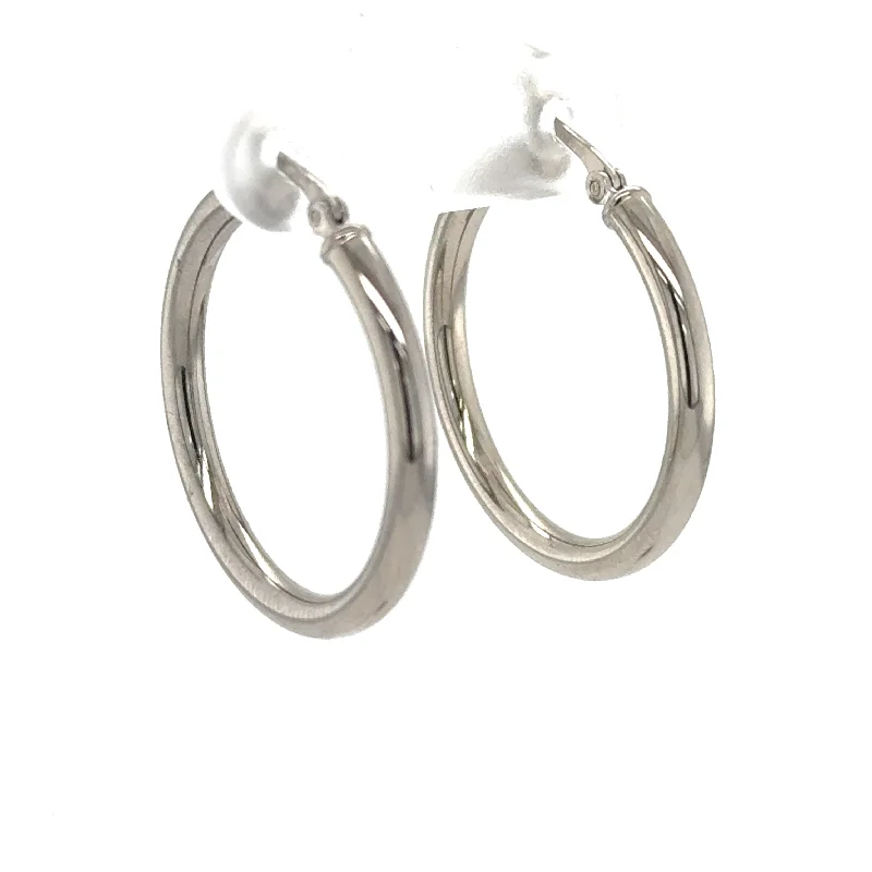 Hoop earrings with crescent moon shapes for a celestial and mystical appearance-14K White Gold Hoop Earrings