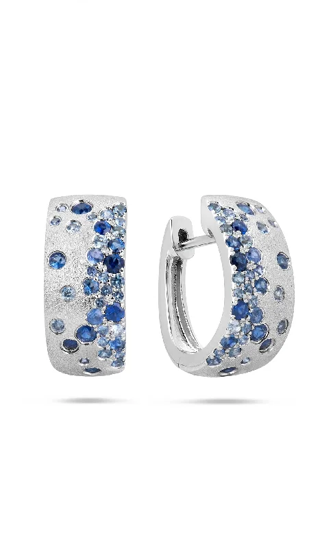 Best hoop earrings with lever-back closures for secure and easy wear-14K White Gold Sapphire Confetti Hoop Earrings