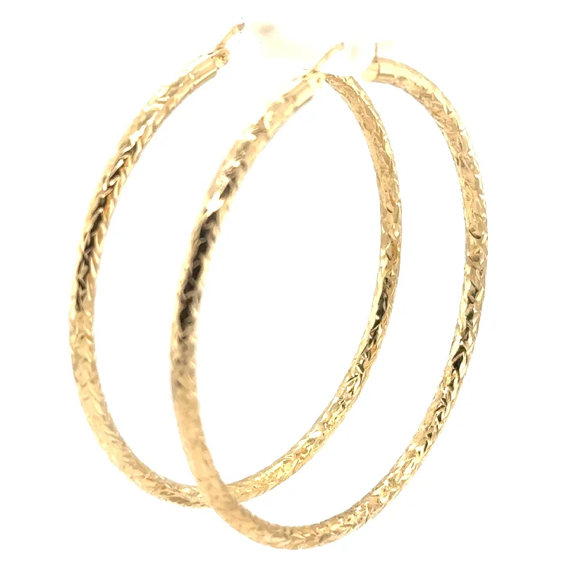 Best hoop earrings with snake chain details for a sleek and modern touch-14K Yellow Gold Diamond Cut Hoop Earrings