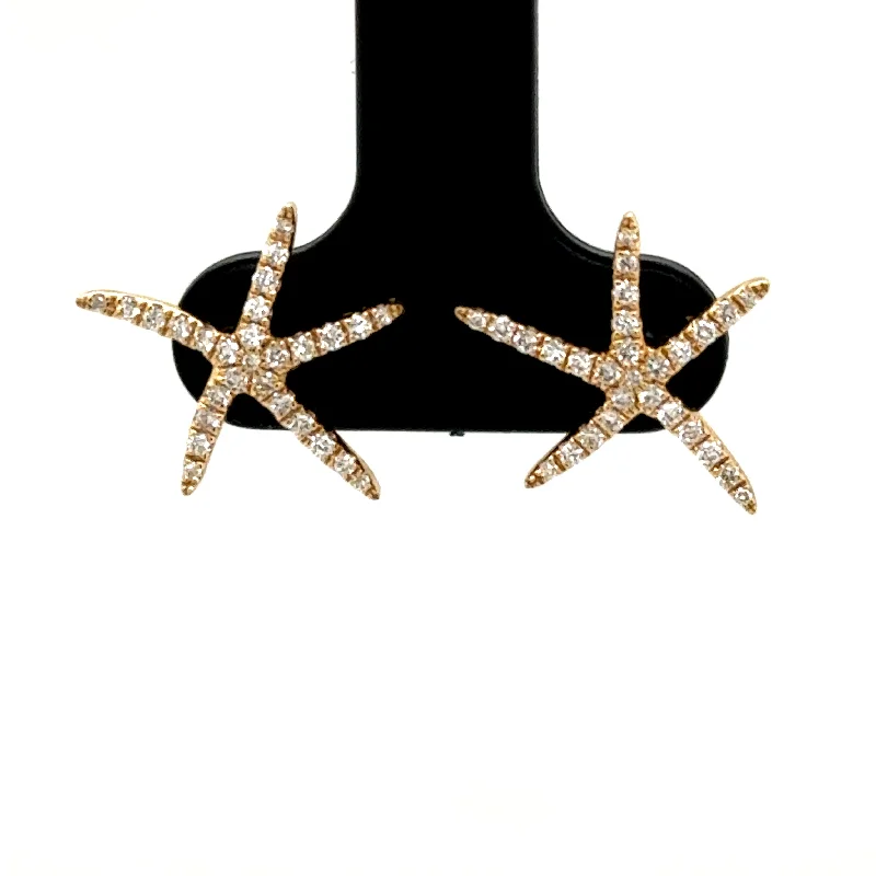 Best hoop earrings with smooth ceramic finishes for a polished, clean style-14K Yellow Gold Diamond Starfish Earrings