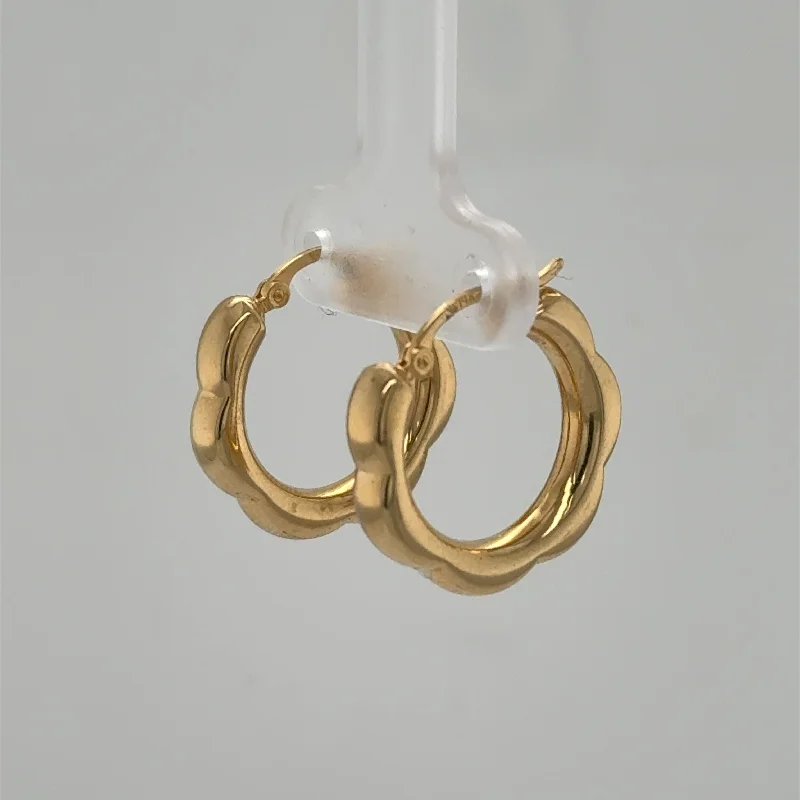 Best hoop earrings with baroque pearls for a luxurious and elegant vibe-14K Yellow Gold Scalloped Edge Hoop Earrings