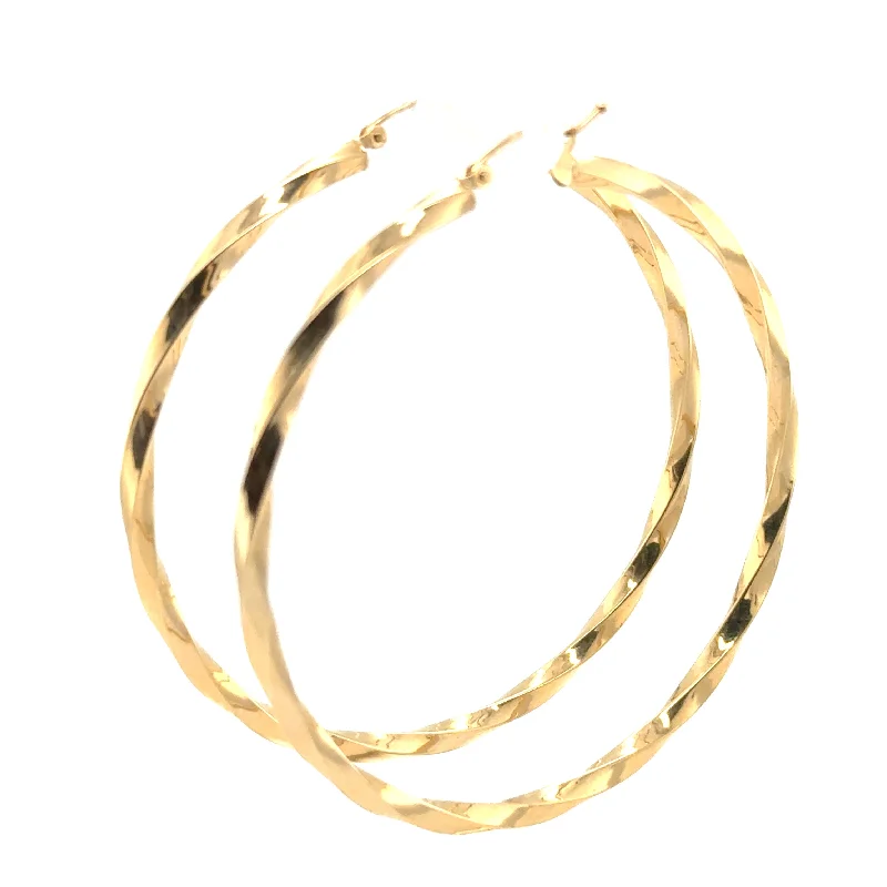 Hoop earrings with open designs for a modern, lighthearted vibe-14K Yellow Gold and Extra Large Twisted Hoop Earrings