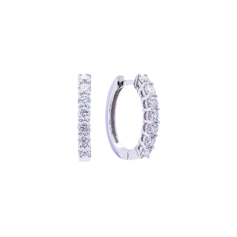 Hoop earrings with oversized designs for a bold, fashion-forward statement-Sabel Collection 18K White Gold Round Diamond Huggie Hoop Earrings