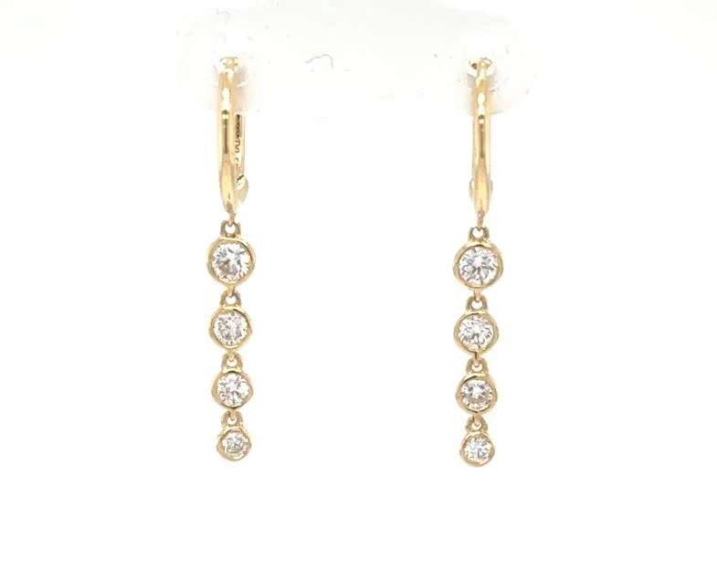 Best hoop earrings with detachable studs for a versatile and adjustable accessory-18K Yellow Gold Bezel Set Diamond Drop Hoop Earrings.