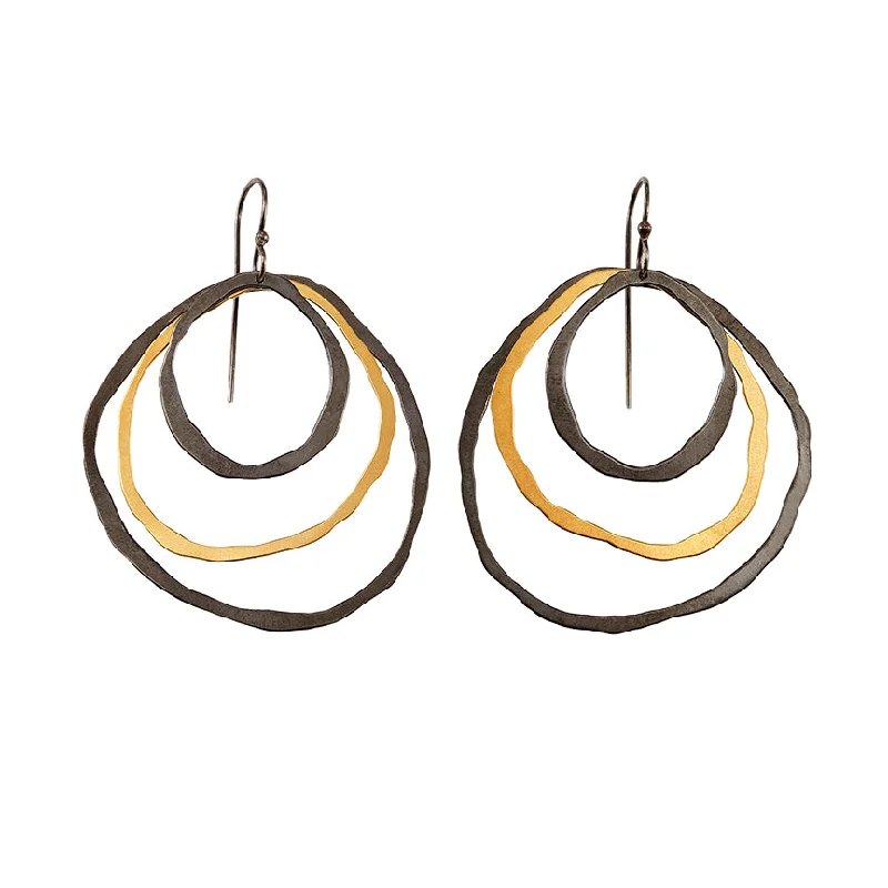 Hoop earrings with polished metal for a shiny and high-quality finish-3 layer round rough cut earrings