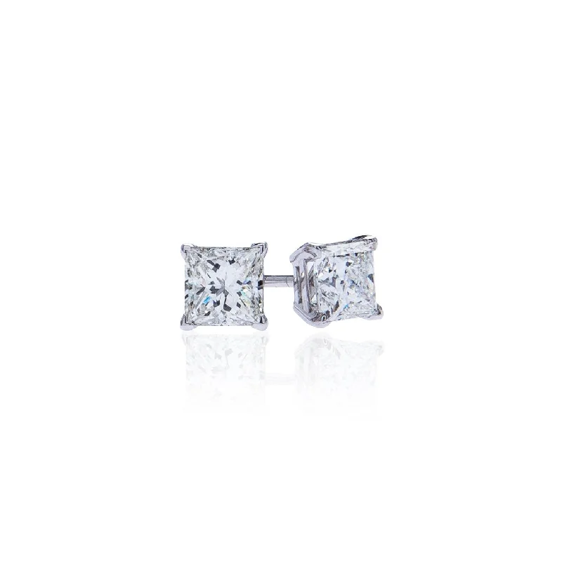 Hoop earrings with hammered copper for a warm and rustic aesthetic-Sabel Collection Princess Cut Diamond Studs in .50ct