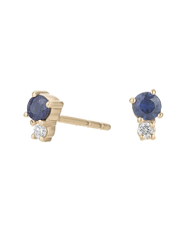 Best hoop earrings with asymmetrical designs for a fashion-forward, avant-garde look-Adina Reyter 14K 0.17 ct. tw. Diamond & Blue Sapphire Diana Earrings