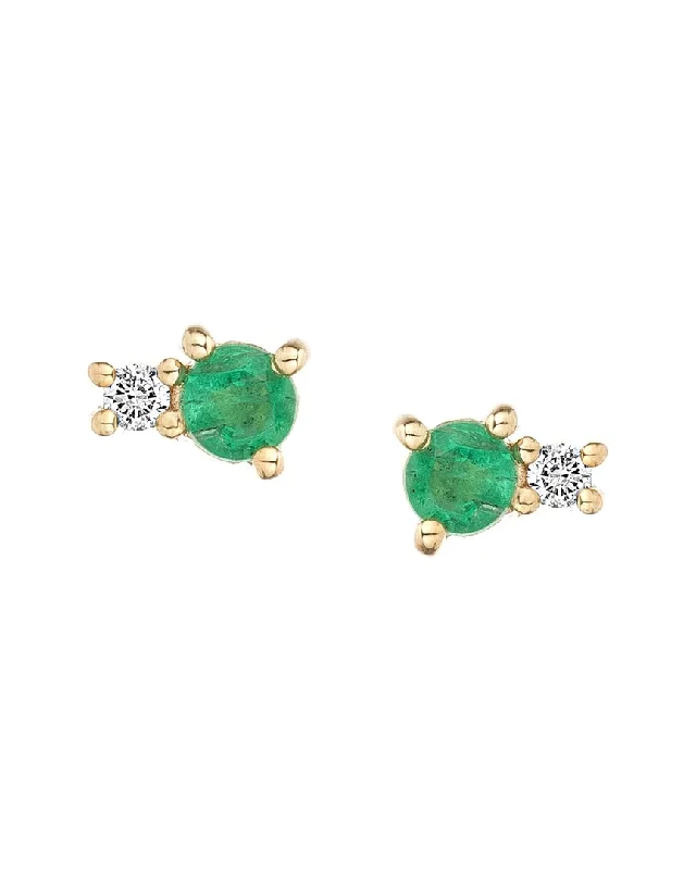 Hoop earrings with luxe velvet finishes for a rich and luxurious touch-Adina Reyter 14K 0.86 ct. tw. Diamond & Emerald Amigos Earrings