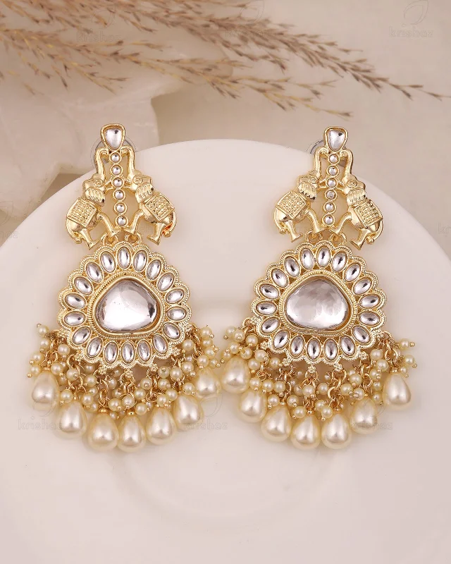 Best hoop earrings with vintage-style detailing for a nostalgic and timeless look-Angad Kundan Danglers-M