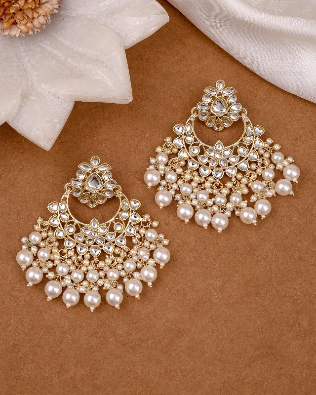 Hoop earrings with diamond-cut surfaces for added sparkle and shine-Anindita Kundan Chandbali