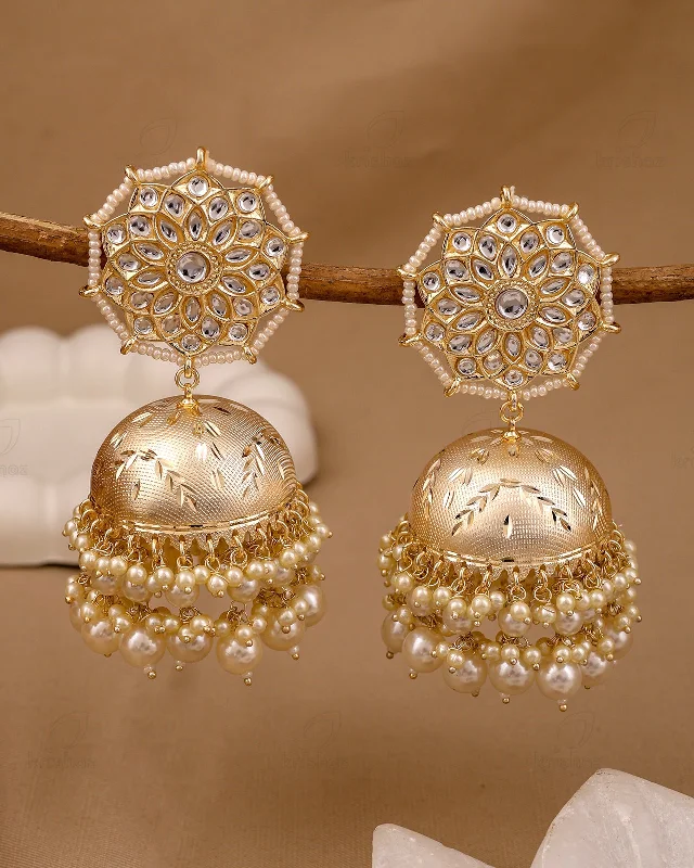 Best hoop earrings with tribal designs for a cultural and exotic aesthetic-Arpita Kundan Jhumki