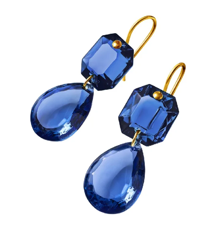 Best hoop earrings with detachable studs for a versatile and adjustable accessory-Baccarat 2811990 Marie-Helene de Taillac Blue Crystal Gold Earrings