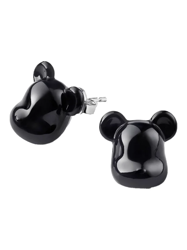 Best hoop earrings with matte finish for a sophisticated, understated design-Baccarat 2814123 Be@rBrick Black Lead Crystal Earrings