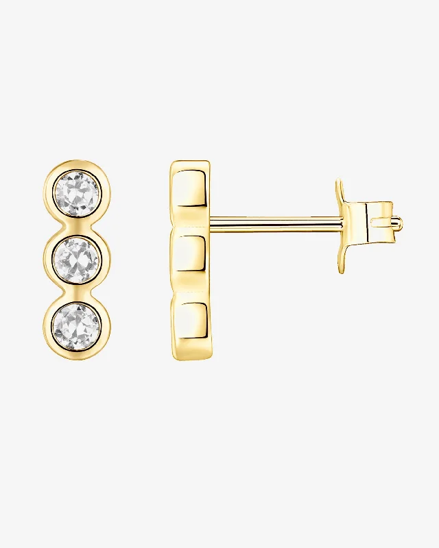 Hoop earrings with floral motifs for a feminine and nature-inspired look-Bar Round Stud