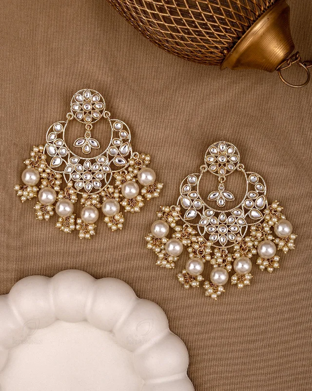 Hoop earrings with dangling charms for a playful and fun look-Bindhiya Kundan Danglers