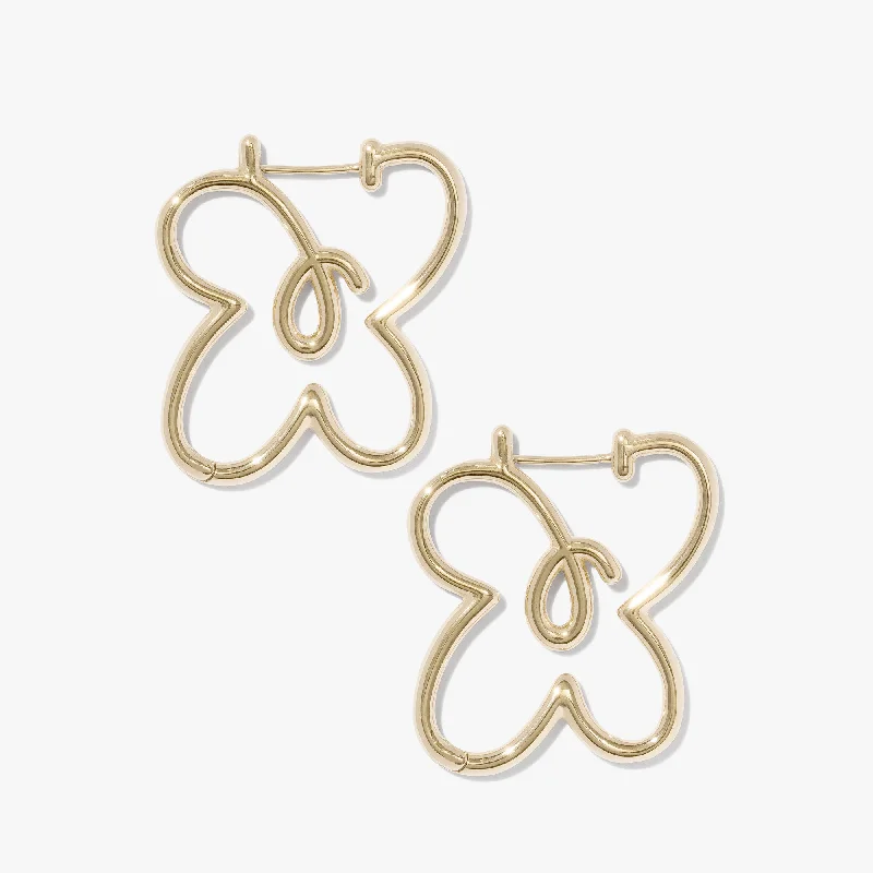 Hoop earrings with satin finishes for a smooth and elegant appearance-Butterflower Doodle Hoops (Pair)