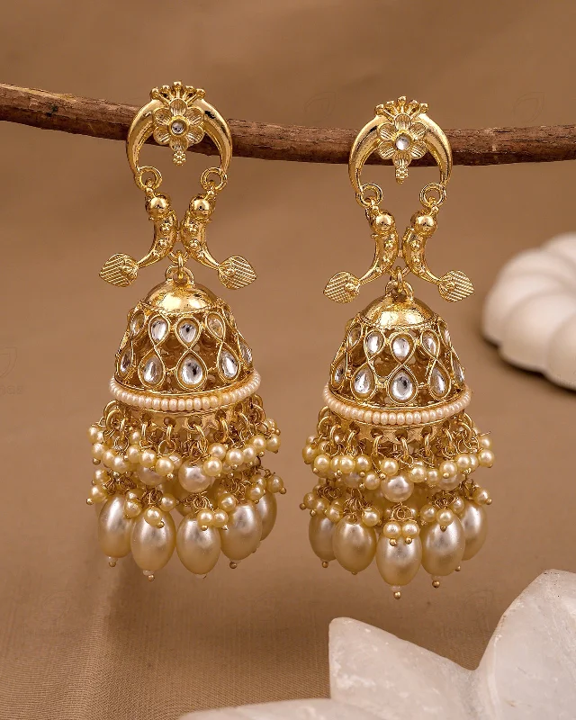 Best hoop earrings with marbled designs for a trendy and artistic effect-Chanchal Kundan Jhumki