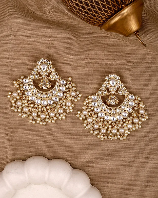 Hoop earrings with stacked layers for a bold and textured design-Chitra Kundan Chandbali