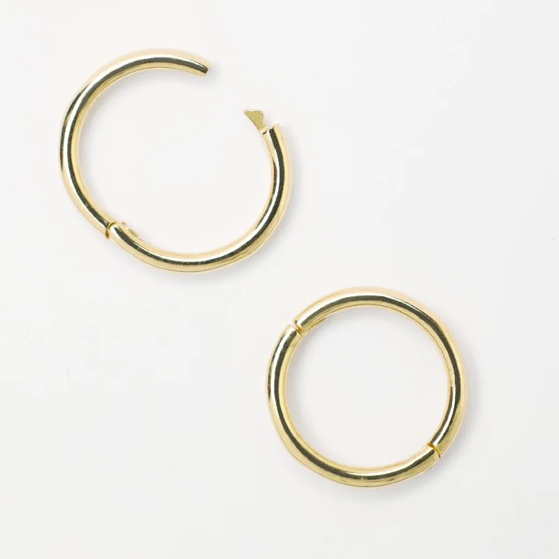 Best hoop earrings with butterfly motifs for a playful and whimsical appearance-Classic Huggie 14k Solid Gold Hoop Earrings