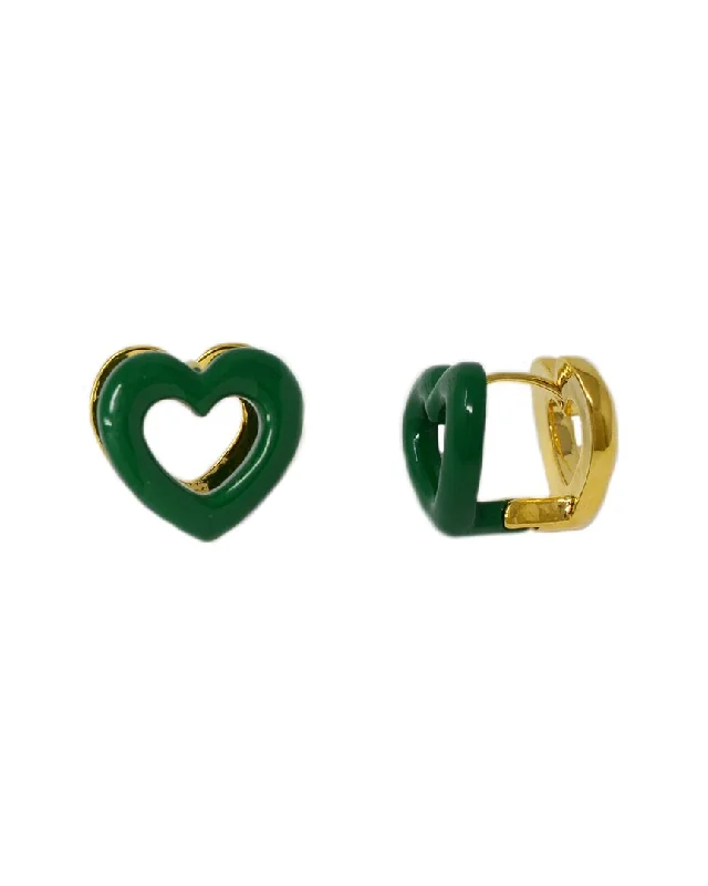 Best hoop earrings with vintage-style detailing for a nostalgic and timeless look-Cloverpost Heart Outline 14K Plated Huggie Hoops