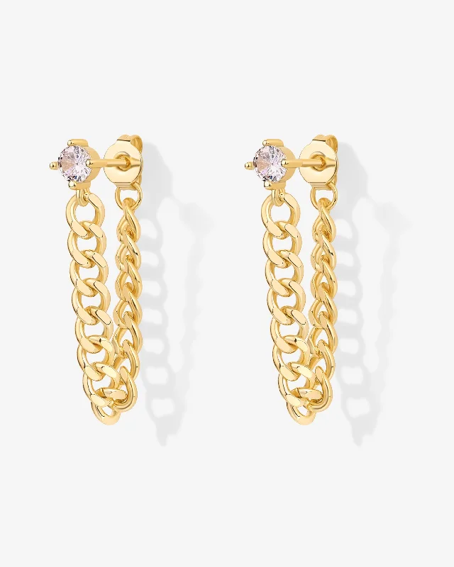 Hoop earrings with intricate designs for a unique and artistic appearance-Cubic Zirconia Chained Earrings