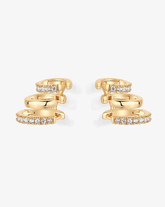 Hoop earrings with oversized designs for a bold, fashion-forward statement-CZ Multi Hoop No Piercing Earring