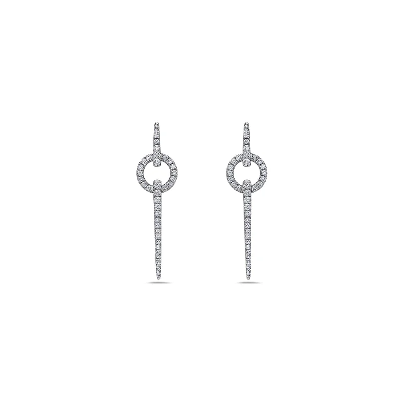 Hoop earrings with a matte finish for a sleek and sophisticated appearance-Diamond Circular Spear Earring