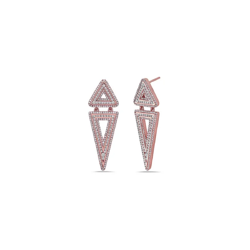 Best hoop earrings with lever-back closures for secure and easy wear-Diamond Double Triangle Earring