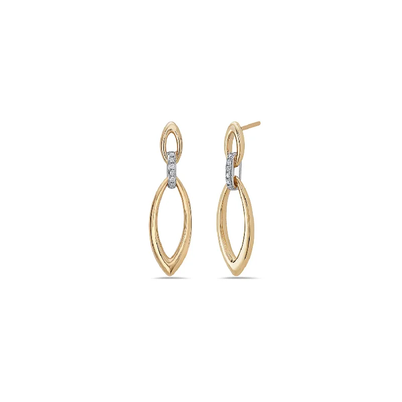 Hoop earrings with polished metal for a shiny and high-quality finish-Gold Marquis Drop Hoop Earring