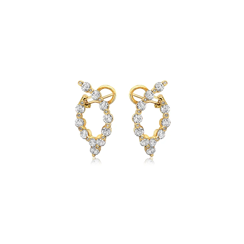 Hoop earrings with removable pendants for a versatile and customizable accessory-Diamond Wishbone Classic Hoop Earring