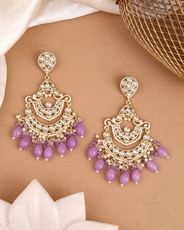 Hoop earrings with abstract shapes for an artistic and creative touch-Diya Kundan Danglers-M