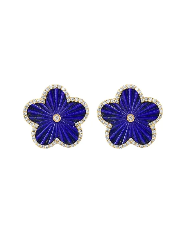 Medium hoop earrings for an everyday look with the perfect balance of style-Effy Fine Jewelry 14K 5.63 ct. tw. Diamond & Lapis Lazuli Earrings