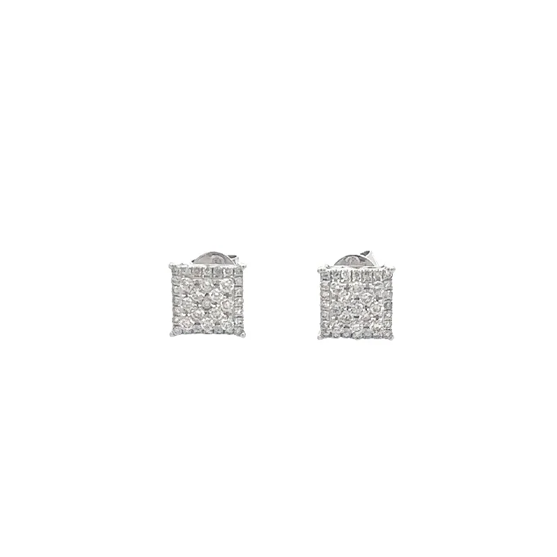 Hoop earrings with textured finishes for a vintage and classic style-14K GOLD DIAMOND SQUARE CLUSTER EARRINGS 0.85 CT