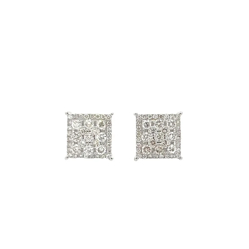 Best hoop earrings with detachable studs for a versatile and adjustable accessory-14K GOLD DIAMOND SQUARE CLUSTER EARRINGS 2.05 CT