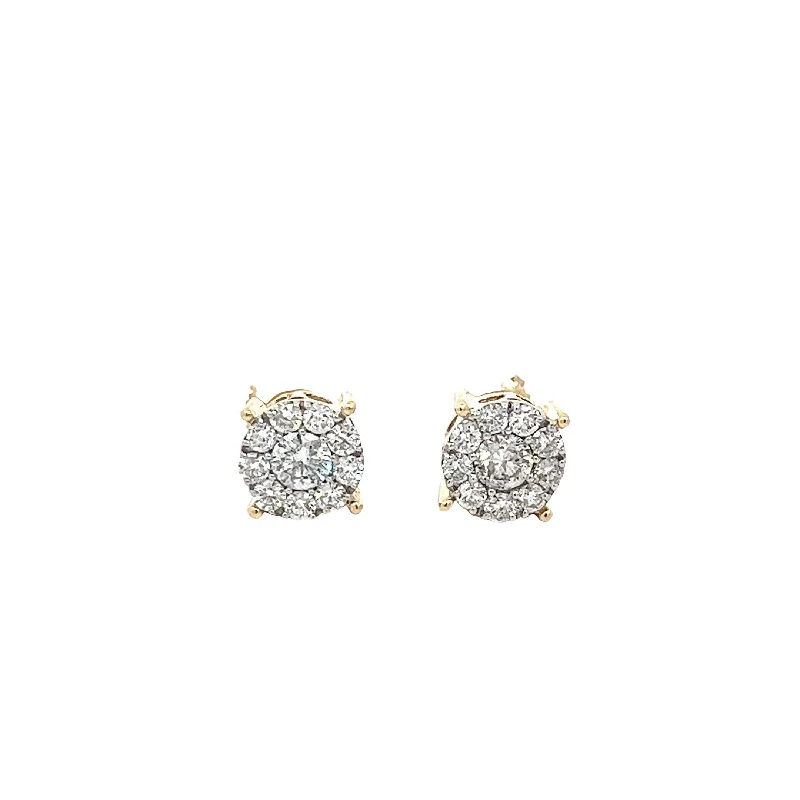 Best hoop earrings with twisted rope designs for a nautical-inspired style-14K GOLD DIAMOND FLEUR STUDS 1.50 CT